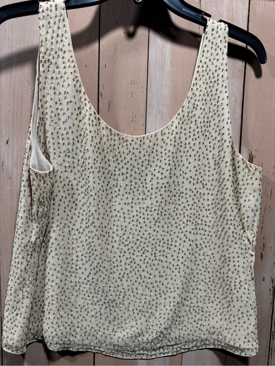 Dana Buchman Tops - Dana Buchman Beaded Ivory Sleeveless Silk Shell (10)